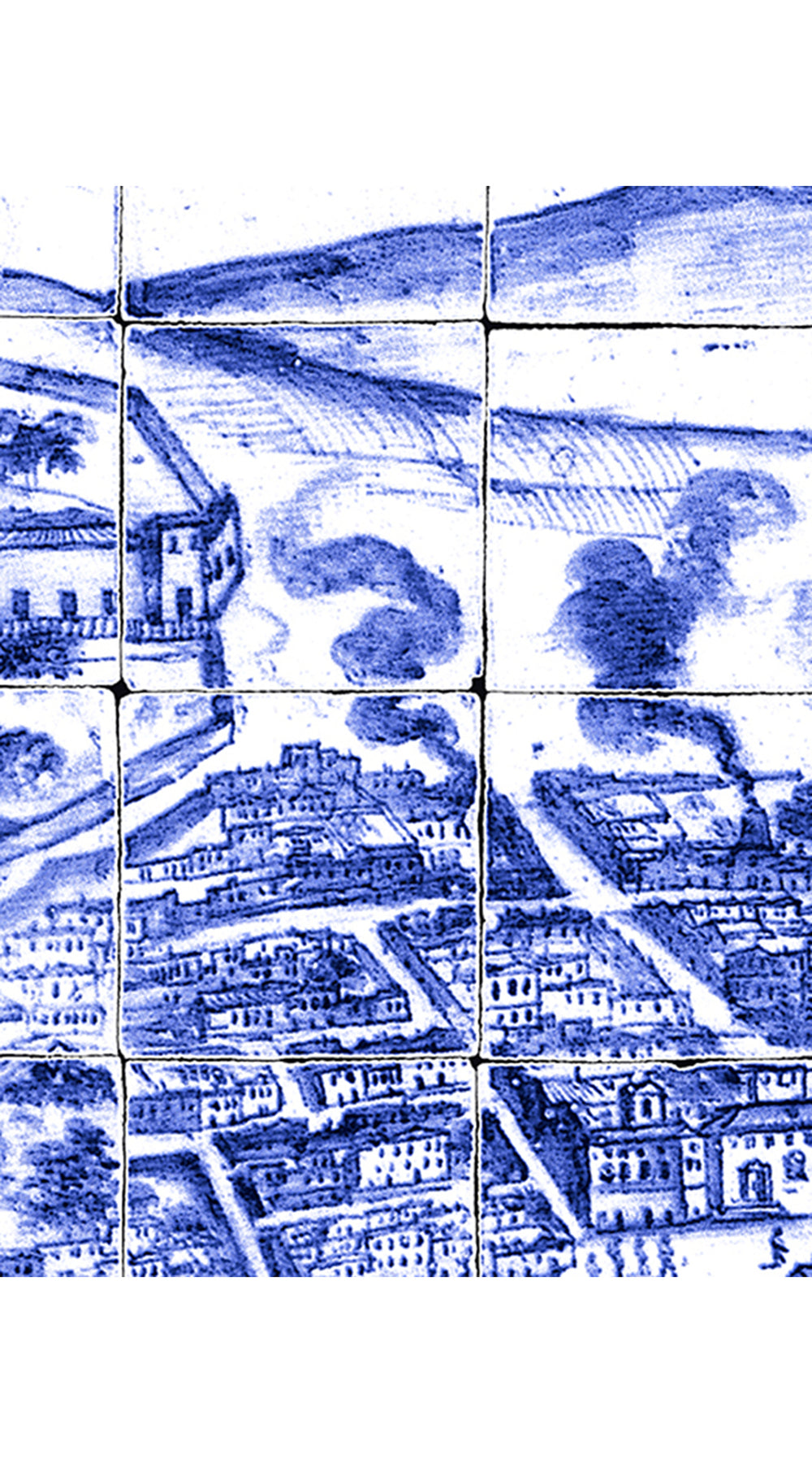 Olivia Dress Shirt Collar 3/4 Sleeve Long Length Cotton Stretch (Azulejo All Over)