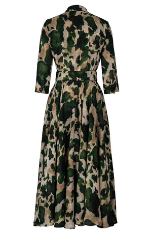 Aster Dress Shirt Collar 3/4 Sleeve Midi Plus Length Wool (Baby Mucca) - Beige Green