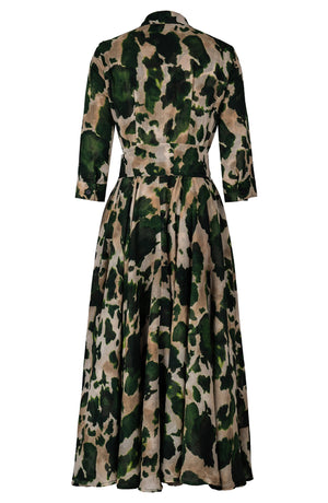 Aster Dress Shirt Collar 3/4 Sleeve Midi Plus Length Wool (Baby Mucca) - Beige Green