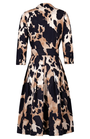 Audrey Dress #1 Shirt Collar 3/4 Sleeve Long Length Cotton Stretch (Baby Mucca)