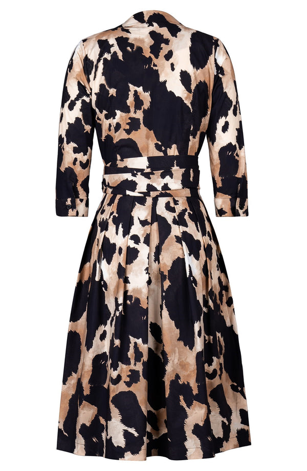 Audrey Dress #1 Shirt Collar 3/4 Sleeve Long Length Cotton Stretch (Baby Mucca)