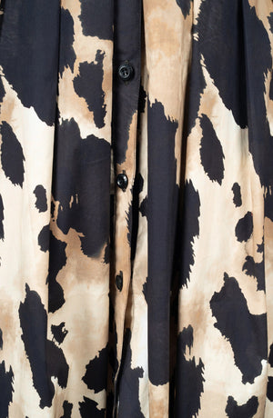 Audrey Dress #1 Shirt Collar 3/4 Sleeve Long Length Cotton Stretch (Baby Mucca)
