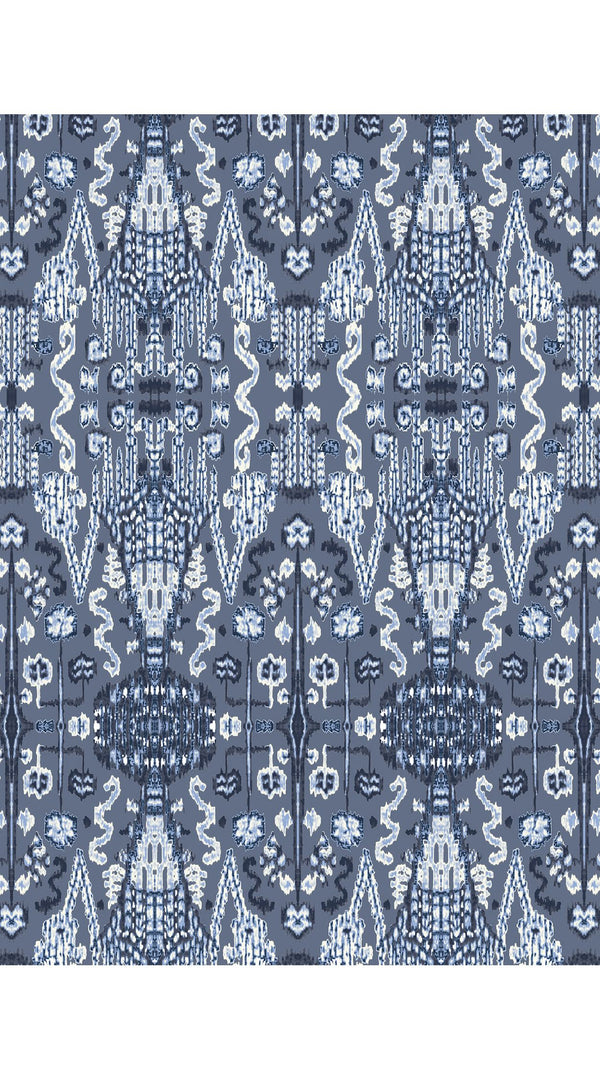 Audrey Dress #7 Shirt Collar 3/4 Sleeve Midi Plus Length Poliamide Taffta (Bambay Ikat Dark)