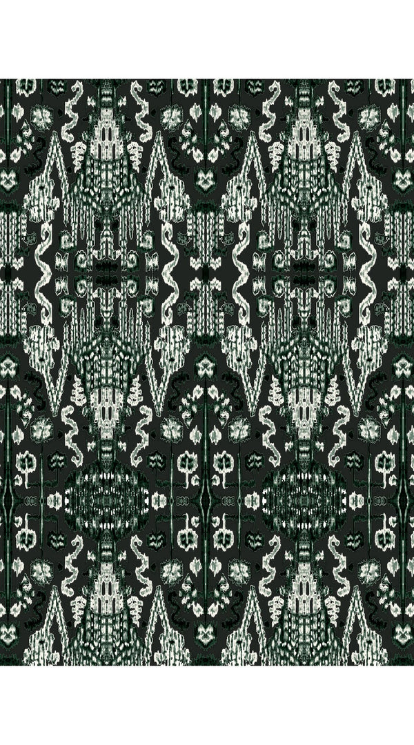 Audrey Dress #7 Shirt Collar 3/4 Sleeve Midi Plus Length Poliamide Taffta (Bambay Ikat Dark)