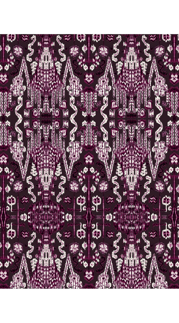 Audrey Dress #7 Shirt Collar 3/4 Sleeve Midi Plus Length Poliamide Taffta (Bambay Ikat Dark)