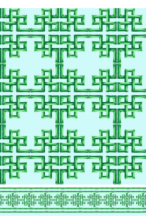 Audrey Dress #1 Shirt Collar 3/4 Sleeve Long Length Poliamide Taffta (Bamboo Grove Pastel)