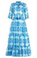 Eva Dress Crew Neck 3/4 Sleeve Maxi Length Cotton Musola (Bamboo Grove Pastel)