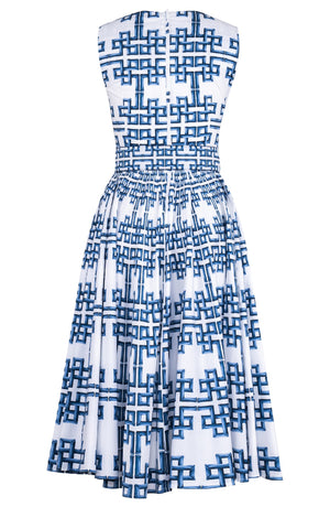 Abelia Dress Crew Neck Sleeveless Midi Length Cotton Stretch (Bamboo Grove White)