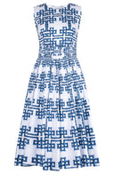 Abelia Dress Crew Neck Sleeveless Midi Length Cotton Stretch (Bamboo Grove White)