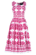 Abelia Dress U Neck Sleeveless Midi Length Cotton Stretch (Bamboo Grove White)