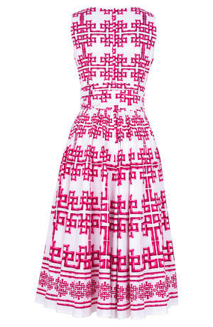 Abelia Dress U Neck Sleeveless Midi Length Cotton Stretch (Bamboo Grove White)
