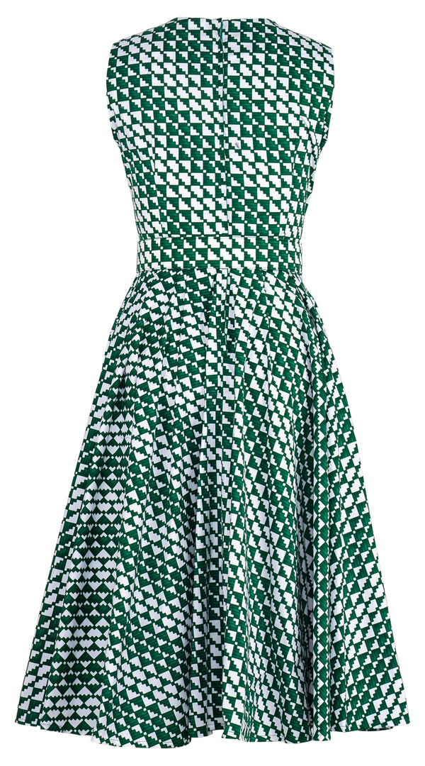 Abelia Dress Crew Neck Sleeveless Long +3 Length Cotton Stretch (Bamboo Weave)