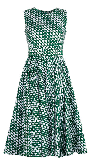 Abelia Dress Crew Neck Sleeveless Long +3 Length Cotton Stretch (Bamboo Weave)