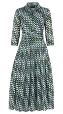 Audrey Dress #4 Shirt Collar 3/4 Sleeve Midi Length Cotton Stretch (Bamboo Weave)