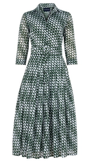 Audrey Dress #4 Shirt Collar 3/4 Sleeve Midi Length Cotton Stretch (Bamboo Weave)