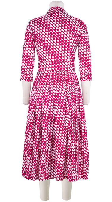 Audrey Dress #4 Shirt Collar 3/4 Sleeve Midi Length Cotton Stretch (Bamboo Weave)