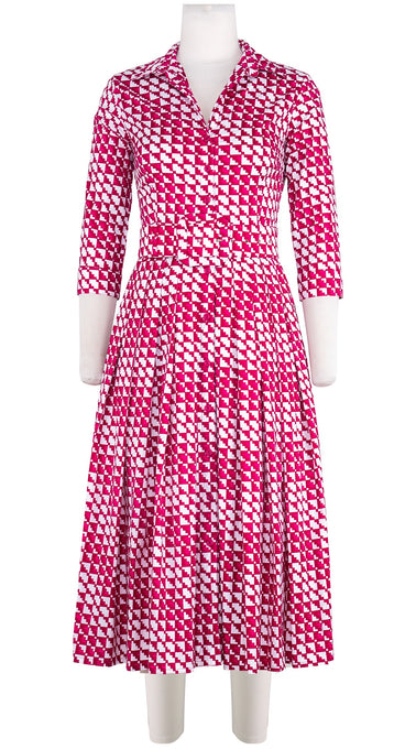 Audrey Dress #4 Shirt Collar 3/4 Sleeve Midi Length Cotton Stretch (Bamboo Weave)