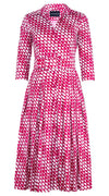 Audrey Dress #4 Shirt Collar 3/4 Sleeve Midi Length Cotton Stretch (Bamboo Weave)