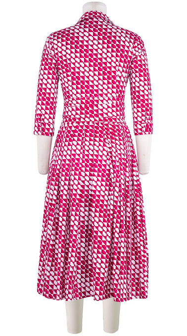 Audrey Dress #4 Shirt Collar 3/4 Sleeve Midi Length Cotton Stretch (Bamboo Weave)