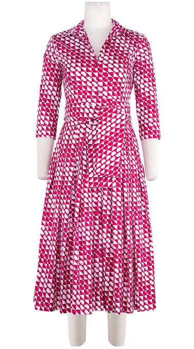 Audrey Dress #4 Shirt Collar 3/4 Sleeve Midi Length Cotton Stretch (Bamboo Weave)
