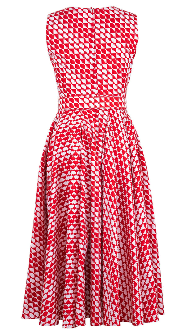 Abelia Dress V Neck Sleeveless Midi Length Cotton Stretch (Bamboo Weave)