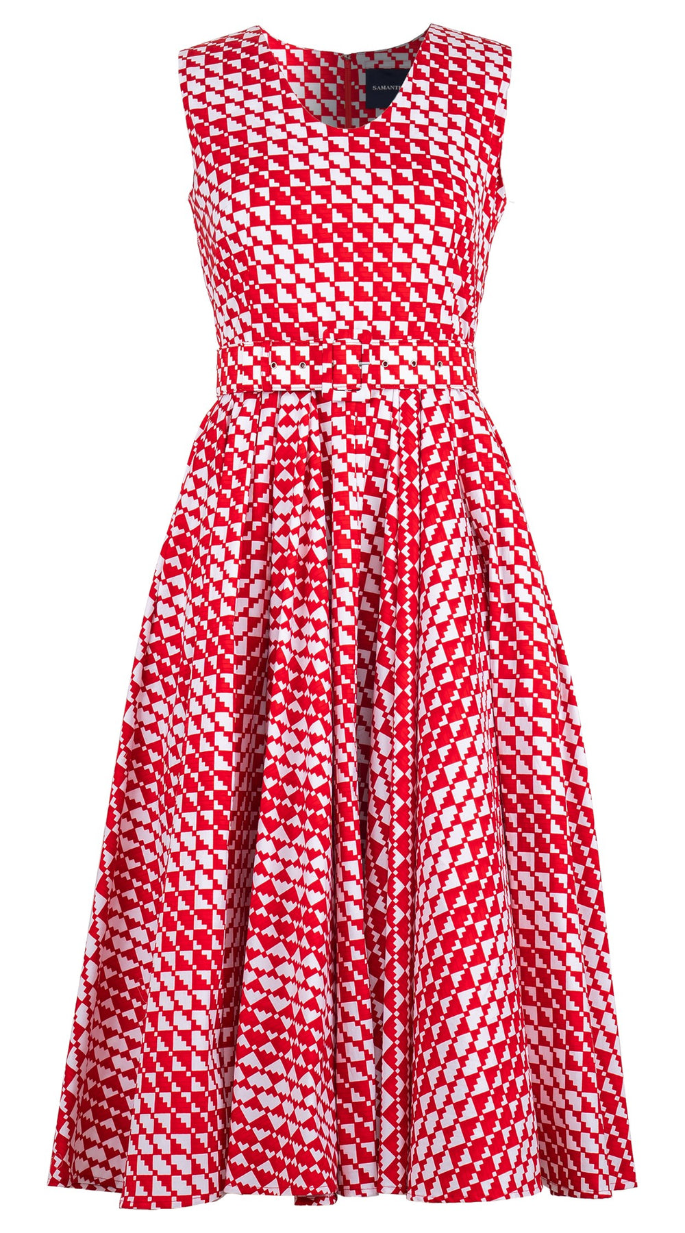 Abelia Dress V Neck Sleeveless Midi Length Cotton Stretch (Bamboo Weave)