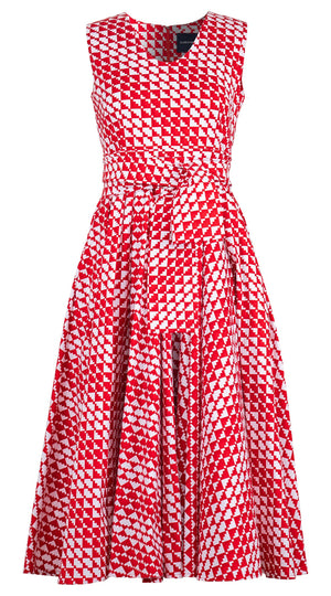 Abelia Dress V Neck Sleeveless Midi Length Cotton Stretch (Bamboo Weave)