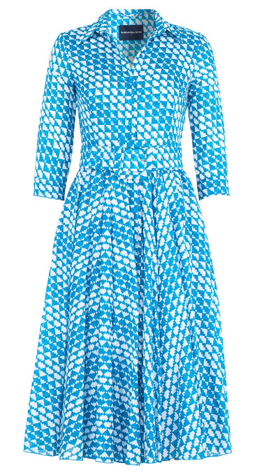 Aster Dress Shirt Collar 3/4 Sleeve Midi Length Cotton Musola (Bamboo Weave)