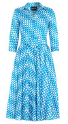 Aster Dress Shirt Collar 3/4 Sleeve Midi Length Cotton Musola (Bamboo Weave)