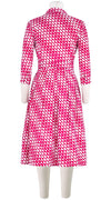 Audrey Dress #1 Shirt Collar 3/4 Sleeve Long Length Cotton Stretch (Bamboo Weave)