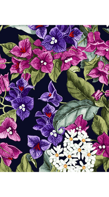 Birdy Dress #2 Shirt Collar 1/2 Puff Sleeve Petite Length Linen (Barbados Flower Ground)