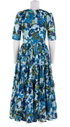 Melanie Dress #1 Crew Neck 1/2 Sleeve Midi Plus Length Cotton Musola (Barbados Flower Ground)