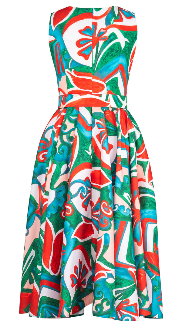 Abelia Dress U Neck Sleeveless Midi Length Silk Taffta (Barcelona Mode)