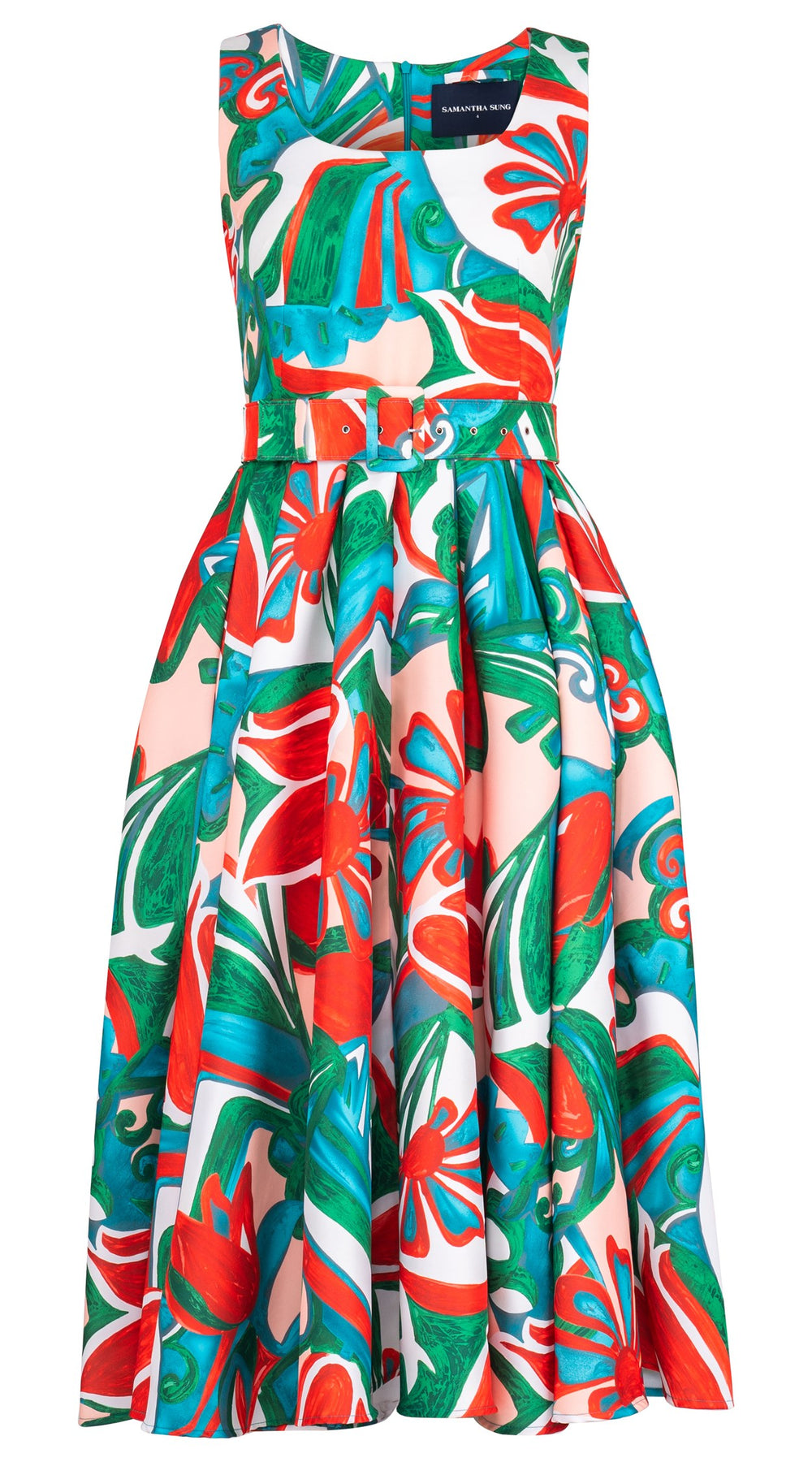 Abelia Dress U Neck Sleeveless Midi Length Silk Taffta (Barcelona Mode)