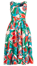 Abelia Dress U Neck Sleeveless Midi Length Silk Taffta (Barcelona Mode)