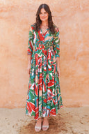Aster Dress Shirt Collar 3/4 Sleeve Midi Plus Length Cotton Musola (Barcelona Mode)