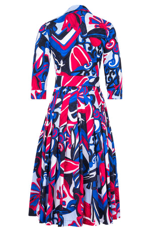 Audrey Dress #4 Shirt Collar 3/4 Sleeve Midi Length Cotton Stretch (Barcelona Mode)