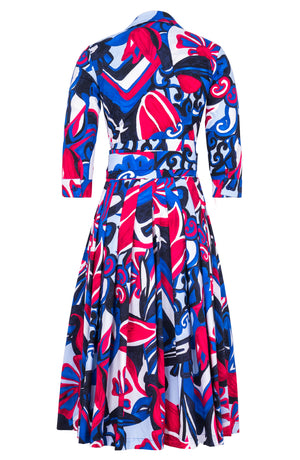 Audrey Dress #4 Shirt Collar 3/4 Sleeve Midi Length Cotton Stretch (Barcelona Mode)