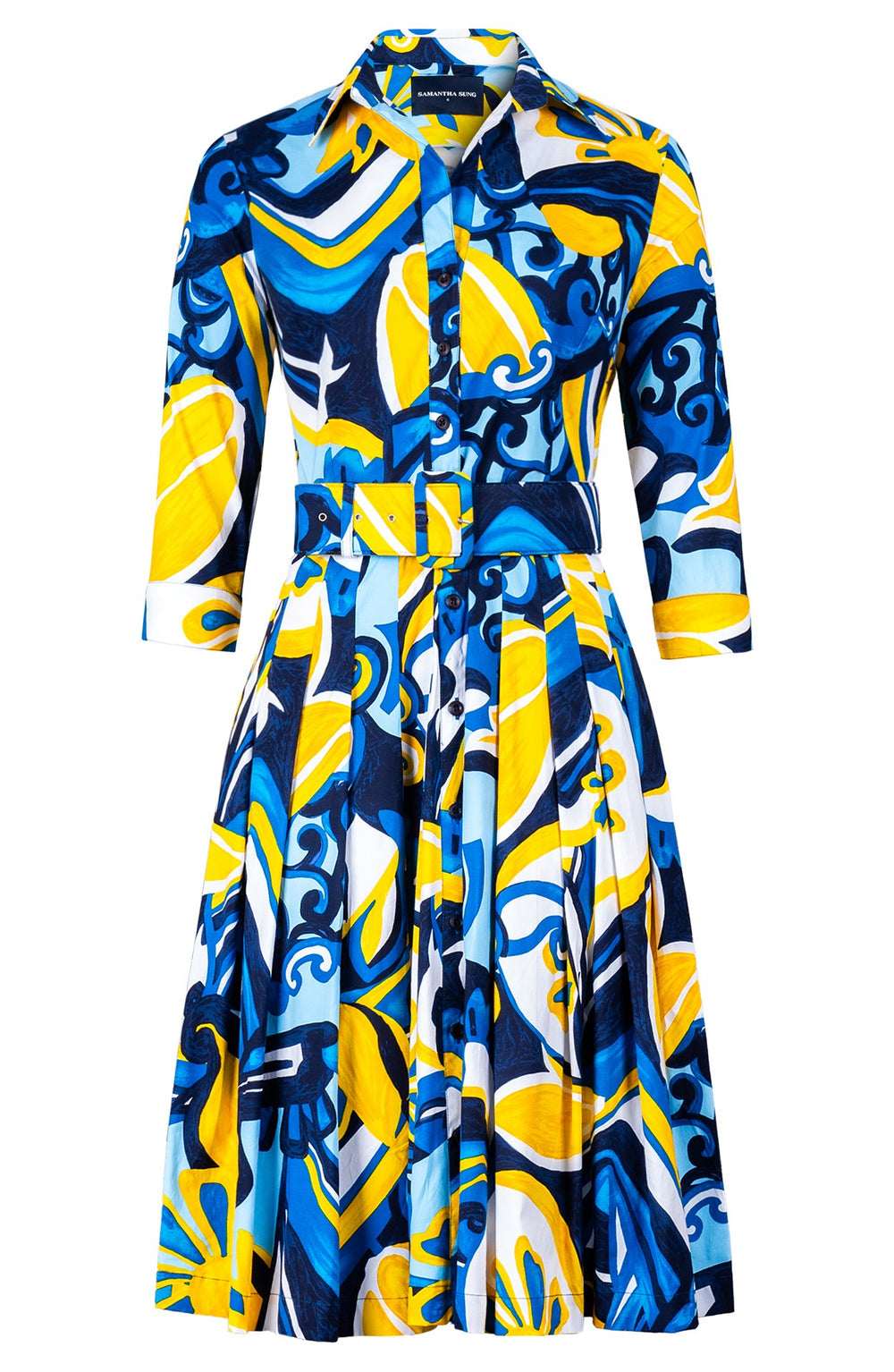 Audrey Dress #2 Shirt Collar 3/4 Sleeve Regular Length Cotton Stretch (Barcelona Mode)