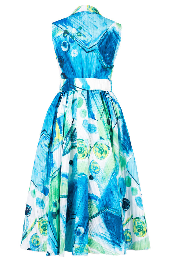 Terry Dress Shirt Collar Sleeveless Midi Length Poliamide Taffta (Bastera Painting)