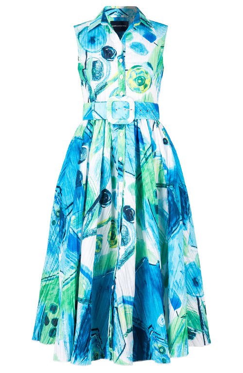 Terry Dress Shirt Collar Sleeveless Midi Length Poliamide Taffta (Bastera Painting)