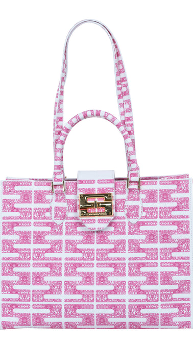 Audrey Tote_Medium_Bauhaus SS_White Pink
