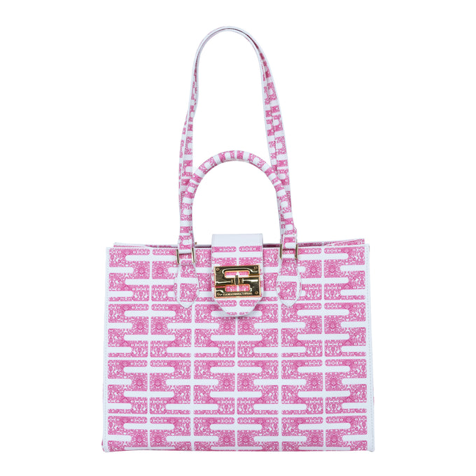 Audrey Tote_Medium_Bauhaus SS_White Pink