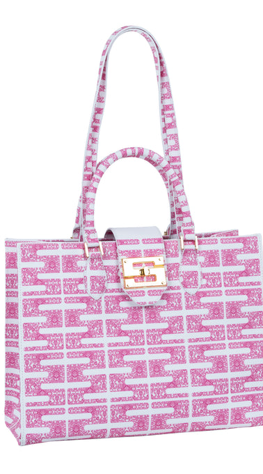 Audrey Tote_Medium_Bauhaus SS_White Pink