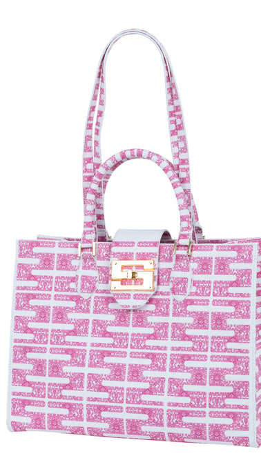 Audrey Tote_Medium_Bauhaus SS_White Pink
