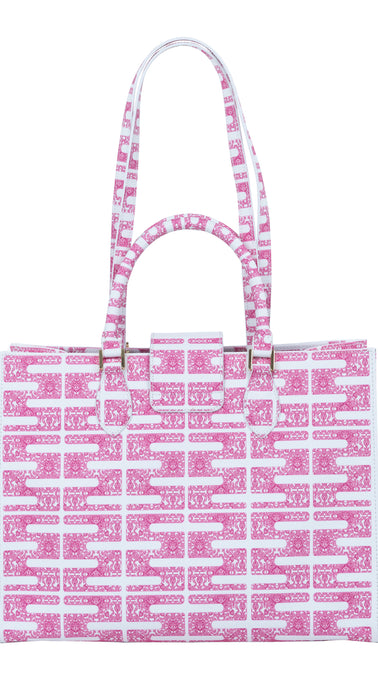 Audrey Tote_Medium_Bauhaus SS_White Pink