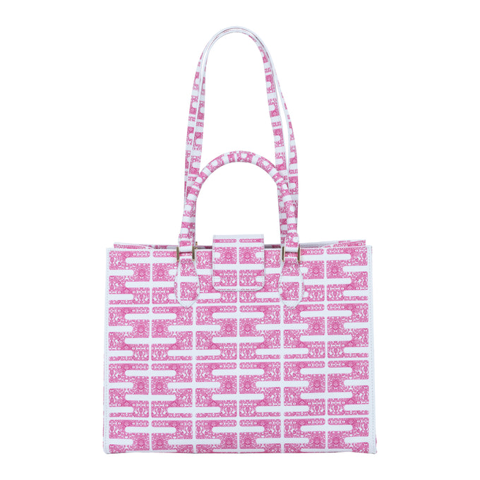 Audrey Tote_Medium_Bauhaus SS_White Pink