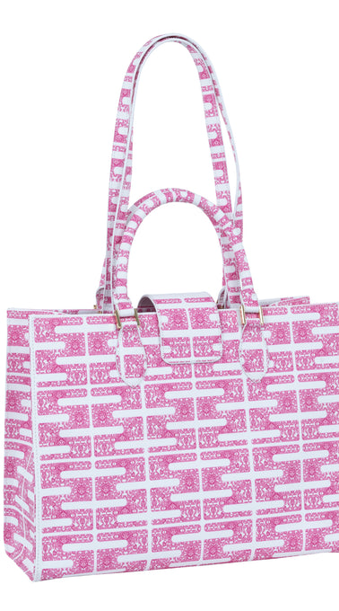 Audrey Tote_Medium_Bauhaus SS_White Pink