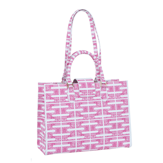 Audrey Tote_Medium_Bauhaus SS_White Pink