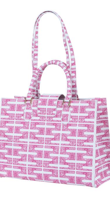 Audrey Tote_Medium_Bauhaus SS_White Pink